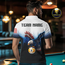 Load image into Gallery viewer, Grunge Blue Funny Eagle 8 Ball &amp; 9 Ball Mens Billiard Shirts Custom Patriotic Billiard Team Attire NYN3307