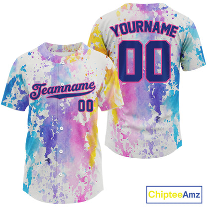 Custom Men Baseball Jersey Personalized Multi Watercolor Youth Authentic Baseball Jerseys NYN1183