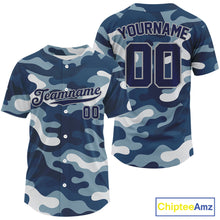 Load image into Gallery viewer, Custom Camouflage Baseball Jersey For Men Personalized Navy Camo Youth Baseball Jerseys NYN1186
