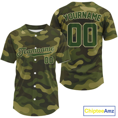 Personalized Military Green Baseball Jerseys Custom Camouflage Baseball Jersey For Men NYN1187
