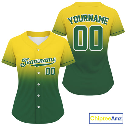 Custom Women Baseball Jersey Personalized Green-Yellow Baseball Jerseys For Newborns NYN1190