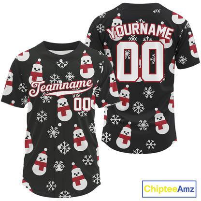 Custom Black And White Snowflake Christmas Men Baseball Jerseys Xmas Baseball Shirt NYN1191