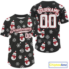 Load image into Gallery viewer, Custom Black And White Snowflake Christmas Men Baseball Jerseys Xmas Baseball Shirt NYN1191