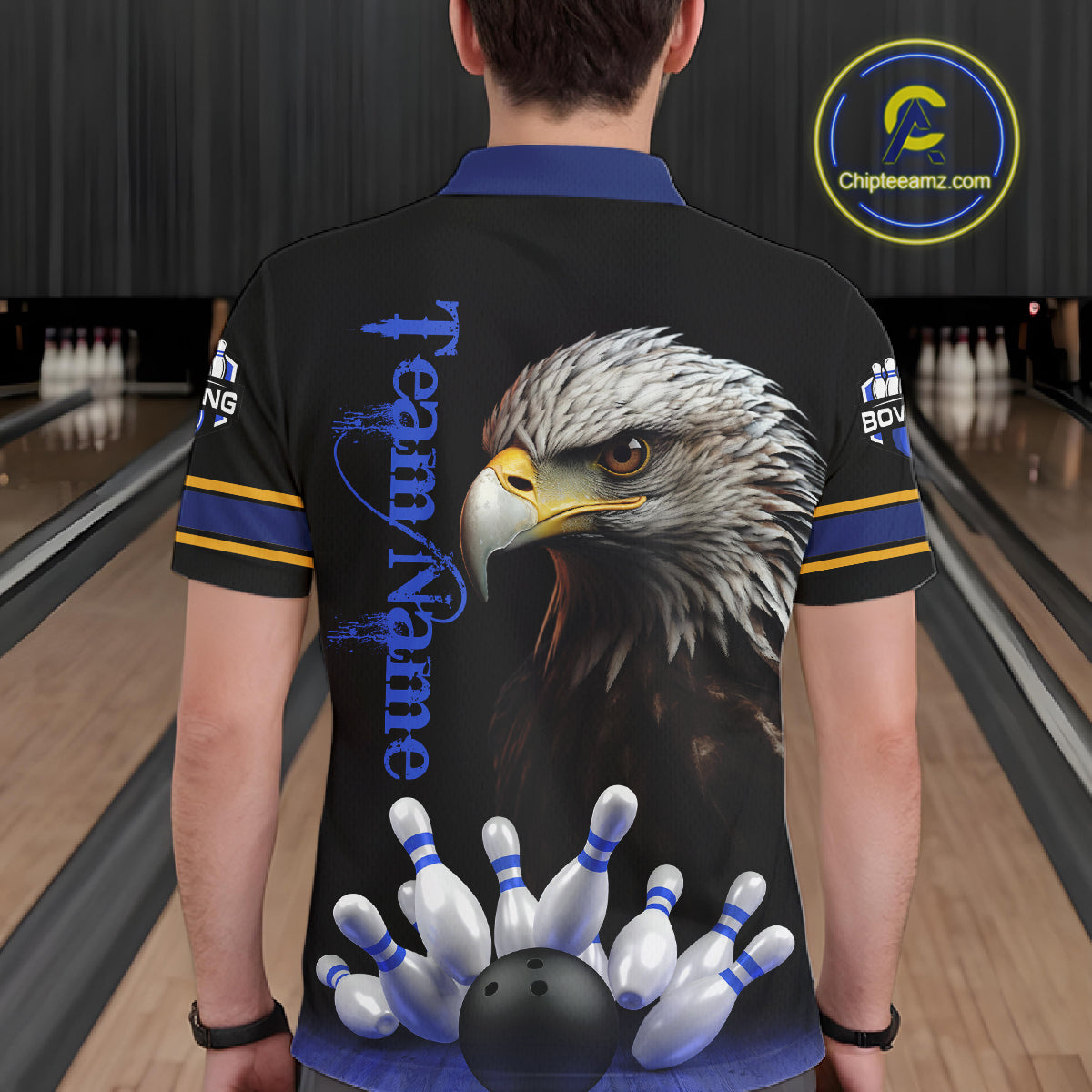 Eagle Bowling Polo Quarter-Zip Shirts For Men Custom Bowling League Shirt Bowling Team Jerseys NYN4196