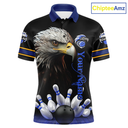 Eagle Bowling Polo Quarter-Zip Shirts For Men Custom Bowling League Shirt Bowling Team Jerseys NYN4196
