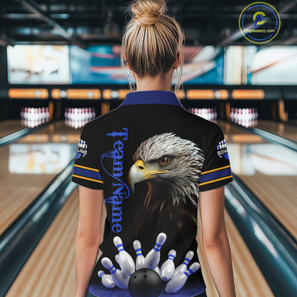 Eagle Bowling Polo Quarter-Zip Shirts For Women Custom Bowling League Shirt Bowling Team Jerseys NYN4196
