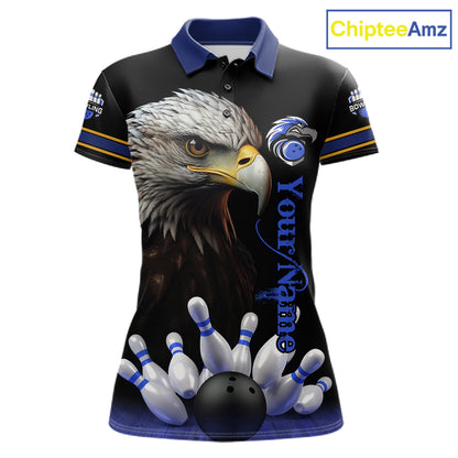 Eagle Bowling Polo Quarter-Zip Shirts For Women Custom Bowling League Shirt Bowling Team Jerseys NYN4196