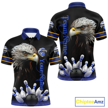 Eagle Bowling Polo Quarter-Zip Shirts For Men Custom Bowling League Shirt Bowling Team Jerseys NYN4196