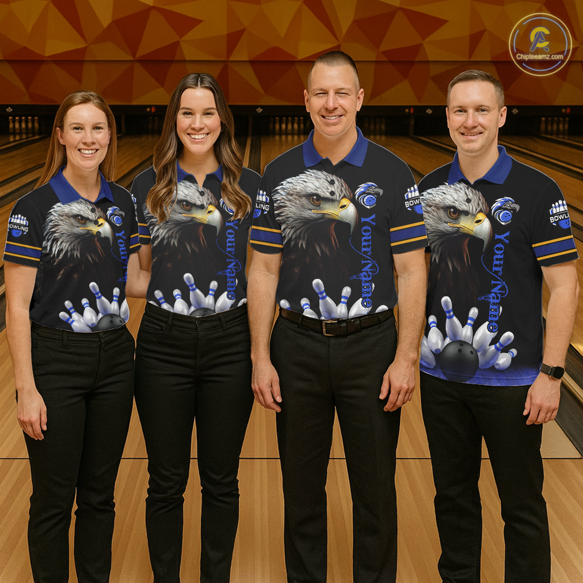 Eagle Bowling Polo Quarter-Zip Shirts For Women Custom Bowling League Shirt Bowling Team Jerseys NYN4196