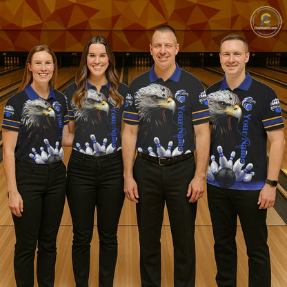 Eagle Bowling Polo Quarter-Zip Shirts For Women Custom Bowling League Shirt Bowling Team Jerseys NYN4196