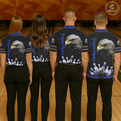 Eagle Bowling Polo Quarter-Zip Shirts For Women Custom Bowling League Shirt Bowling Team Jerseys NYN4196