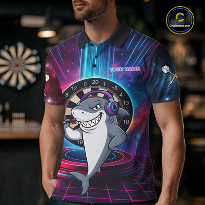 Neon Lightning Blue & Pink Funny Shark Dart Shirts For Men Customized Funny Dart Team Jersey NYN4205
