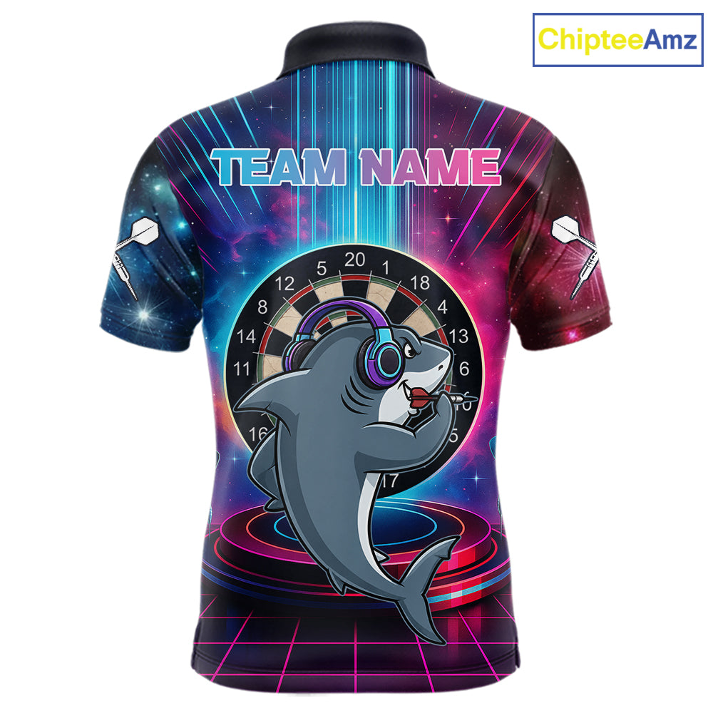 Neon Lightning Blue & Pink Funny Shark Dart Shirts For Men Customized Funny Dart Team Jersey NYN4205