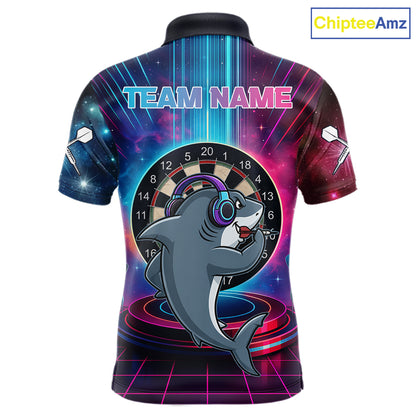 Neon Lightning Blue & Pink Funny Shark Dart Shirts For Men Customized Funny Dart Team Jersey NYN4205