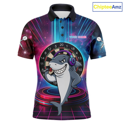 Neon Lightning Blue & Pink Funny Shark Dart Shirts For Men Customized Funny Dart Team Jersey NYN4205