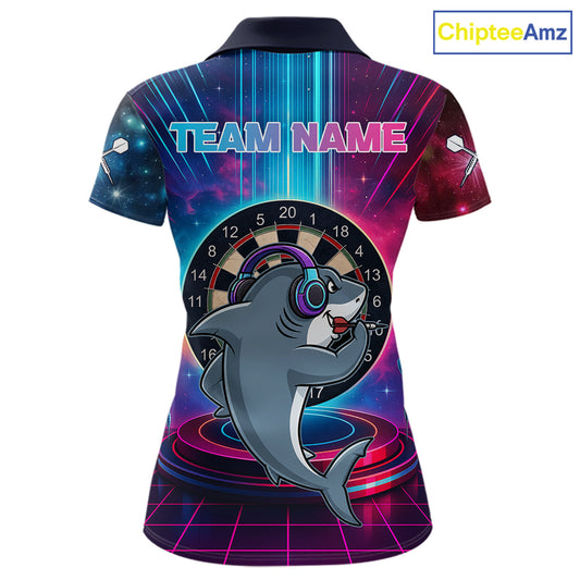 Neon Lightning Blue & Pink Funny Shark Dart Shirts For Women Customized Funny Dart Team Jersey NYN4205