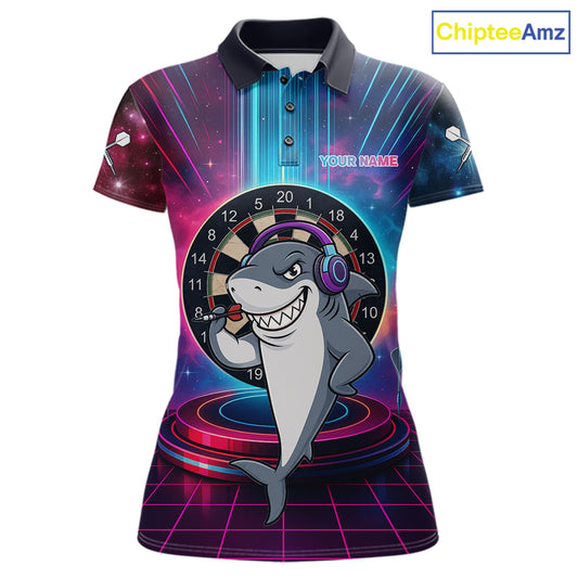 Neon Lightning Blue & Pink Funny Shark Dart Shirts For Women Customized Funny Dart Team Jersey NYN4205
