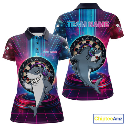 Neon Lightning Blue & Pink Funny Shark Dart Shirts For Women Customized Funny Dart Team Jersey NYN4205