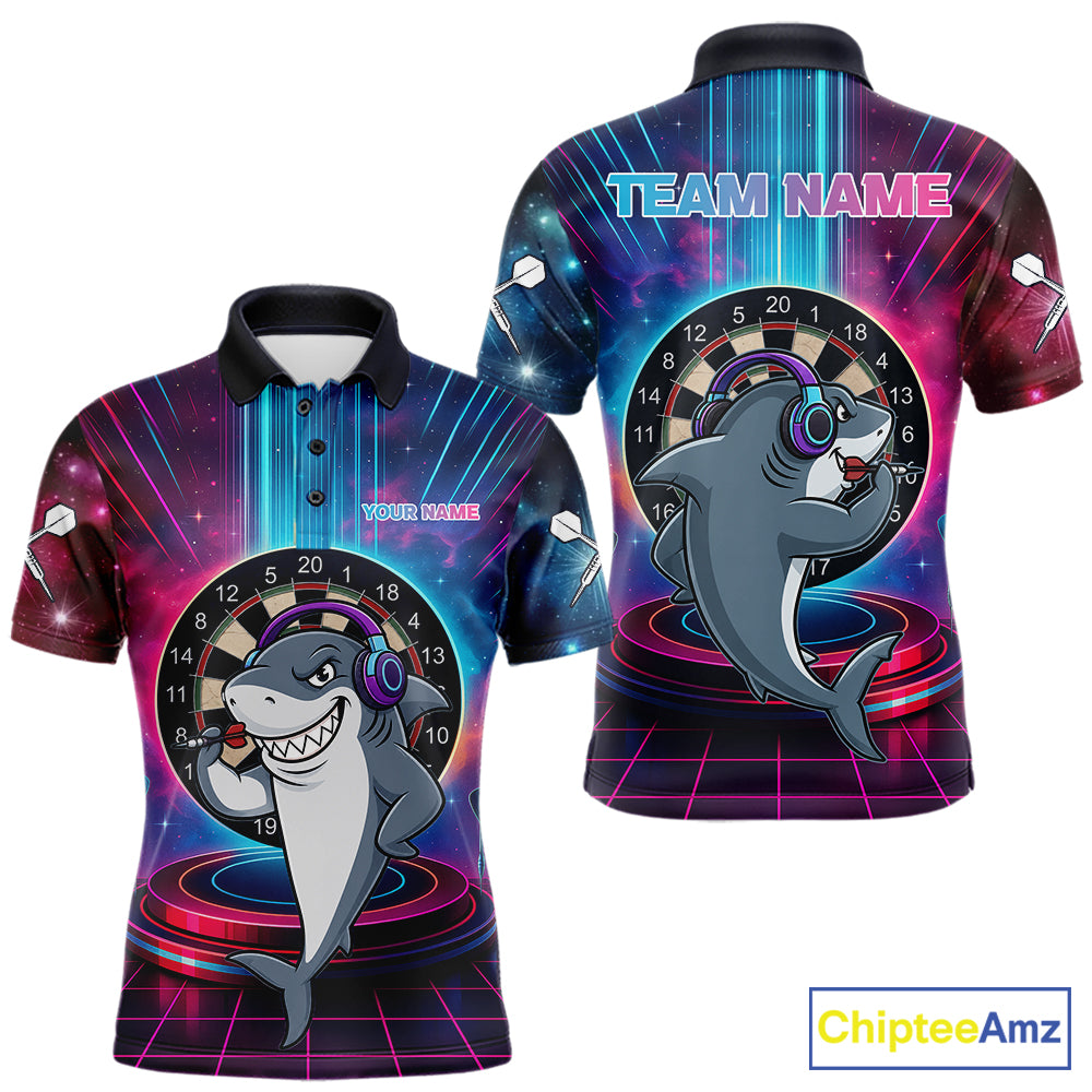 Neon Lightning Blue & Pink Funny Shark Dart Shirts For Men Customized Funny Dart Team Jersey NYN4205