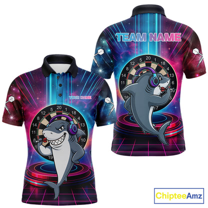 Neon Lightning Blue & Pink Funny Shark Dart Shirts For Men Customized Funny Dart Team Jersey NYN4205