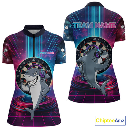 Neon Lightning Blue & Pink Funny Shark Dart Shirts For Women Customized Funny Dart Team Jersey NYN4205
