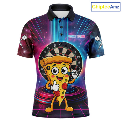 Neon Lightning Blue & Pink Funny Slice Pizza Dart Shirts For Men Customized Funny Dart Team Jersey NYN4206