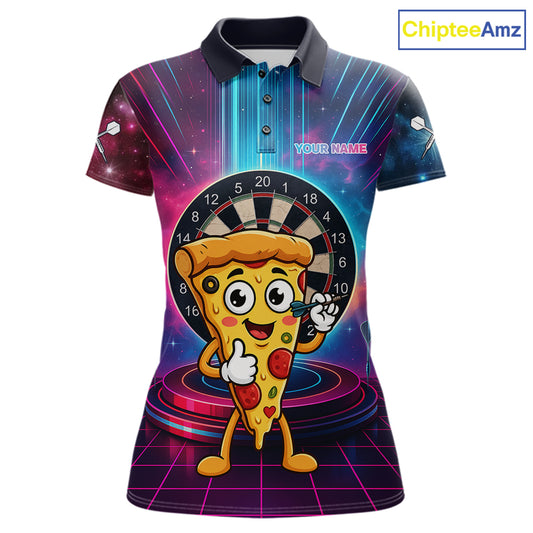 Neon Lightning Blue & Pink Funny Slice Pizza Dart Shirts For Women Customized Funny Dart Team Jersey NYN4206