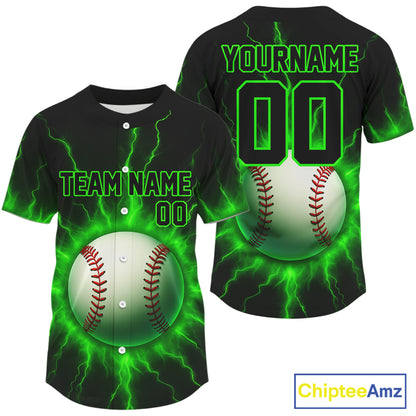 Custom Black And Lightning Green Baseball Ball Shirt For Men Baseball Tournament Jerseys NYN1506