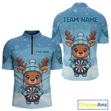 Load image into Gallery viewer, Reindeer Snowflakes Darts Shirt Custom Men 1/4-Zip Dart Jerseys Funny Xmas Dart Jerseys NYN2043