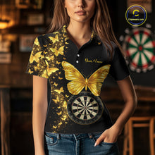 Load image into Gallery viewer, Gold Butterfly 3D Dartboard Custom Women Darts Polo League Shirts Dart Team Jerseys NYN2262