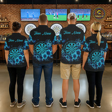 Load image into Gallery viewer, Blue Flowers &amp; Butterfly Dartboard Custom Women Darts Polo Shirts Dart League Jerseys NYN2265