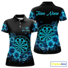 Load image into Gallery viewer, Blue Flowers &amp; Butterfly Dartboard Custom Women Darts Polo Shirts Dart League Jerseys NYN2265