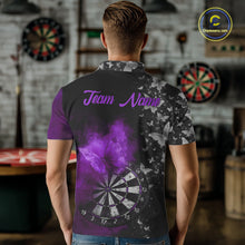 Load image into Gallery viewer, Custom Silver Butterfly Purple Smoking Grunge Dartboard Men Darts Polo Shirts Dart Jerseys NYN2268