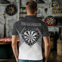 Load image into Gallery viewer, Black White Grunge Heart Dartboard Men Darts Valentine Shirt Custom Dart Polo Couple Gifts NYN2553