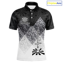 Load image into Gallery viewer, Black White Grunge Heart Dartboard Men Darts Valentine Shirt Custom Dart Polo Couple Gifts NYN2553