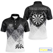 Load image into Gallery viewer, Black White Grunge Heart Dartboard Men Darts Valentine Shirt Custom Dart Polo Couple Gifts NYN2553