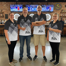 Load image into Gallery viewer, Black White Grunge Heart Dartboard Men Darts Valentine Shirt Custom Dart Polo Couple Gifts NYN2553