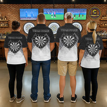 Load image into Gallery viewer, Black White Grunge Heart Dartboard Men Darts Valentine Shirt Custom Dart Polo Couple Gifts NYN2553