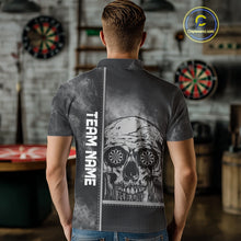 Load image into Gallery viewer, Custom Black And Grey Smokes Skull Dartboard Dart Shirts For Men Dart Team Jerseys NYN0067