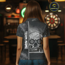 Load image into Gallery viewer, Custom Black And Grey Smokes Skull Dartboard Dart Shirts For Women Dart Team Jerseys NYN0067