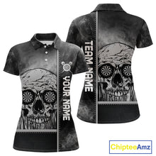 Load image into Gallery viewer, Custom Black And Grey Smokes Skull Dartboard Dart Shirts For Women Dart Team Jerseys NYN0067