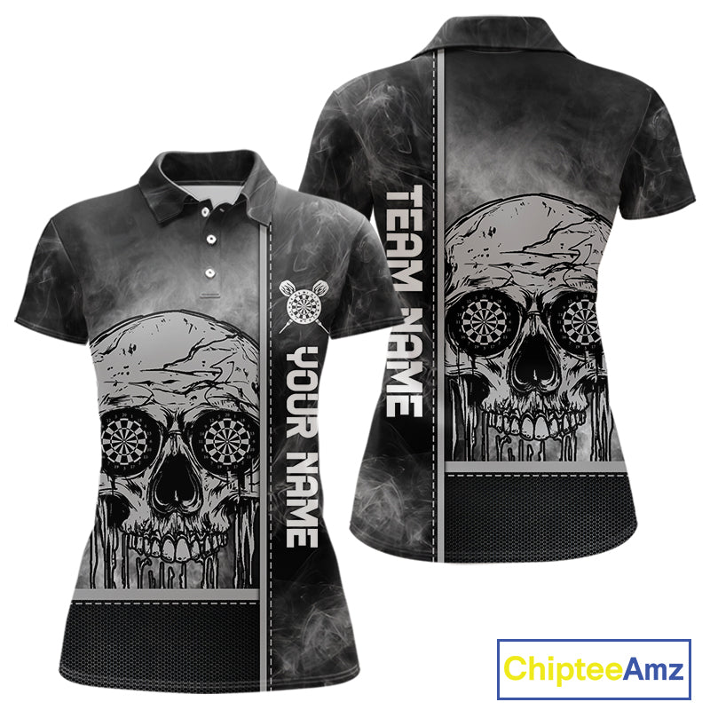 Custom Black And Grey Smokes Skull Dartboard Dart Shirts For Women Dart Team Jerseys NYN0067
