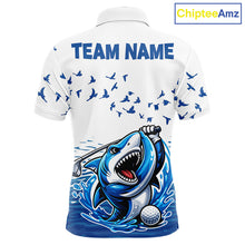 Load image into Gallery viewer, Mens Funny Golf Shirts Waving Pattern Golf Clothing Custom Shark Golf Polo, Best Golf Gifts NYN2934