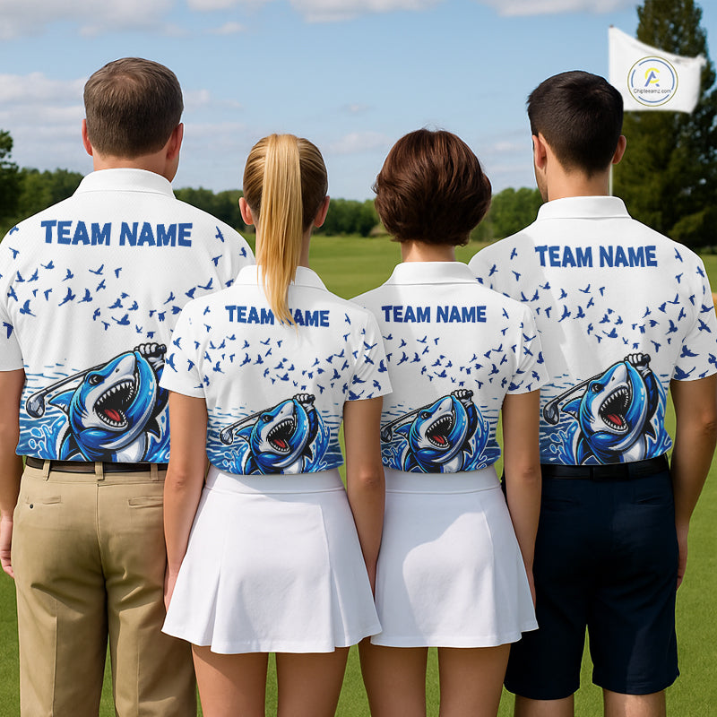 Mens Funny Golf Shirts Waving Pattern Golf Clothing Custom Shark Golf Polo, Best Golf Gifts NYN2934