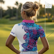 Load image into Gallery viewer, Womens Golf Clothing Monstera Pattern Floral Golf Shirt Custom Women White Golf Polo Best Golf Gifts NYN2936