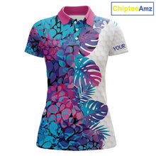 Load image into Gallery viewer, Womens Golf Clothing Monstera Pattern Floral Golf Shirt Custom Women White Golf Polo Best Golf Gifts NYN2936