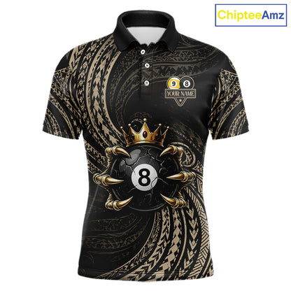 Tribal Pattern Billiard Shirts For Men Custom  Skull Crown 8 Ball And 9 Ball Billiard Team Jersey NYN3134