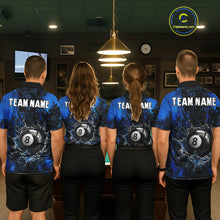 Load image into Gallery viewer, Watering 8 Ball Pool Billiard Shirts For Women Personalized Blue Splatter Billiard Team Jersey NYN3135