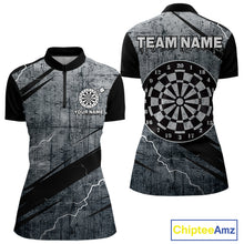 Load image into Gallery viewer, Grey Grunge Dartboard Darts Team Shirt - Custom Name - Women&#39;s Darts Jersey NYN0354
