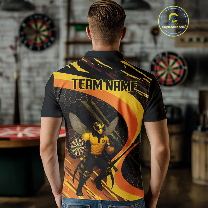 Bee Man Honeycomb Pattern Darts Team Shirt For Men - Custom Team & Player Name NYN0355